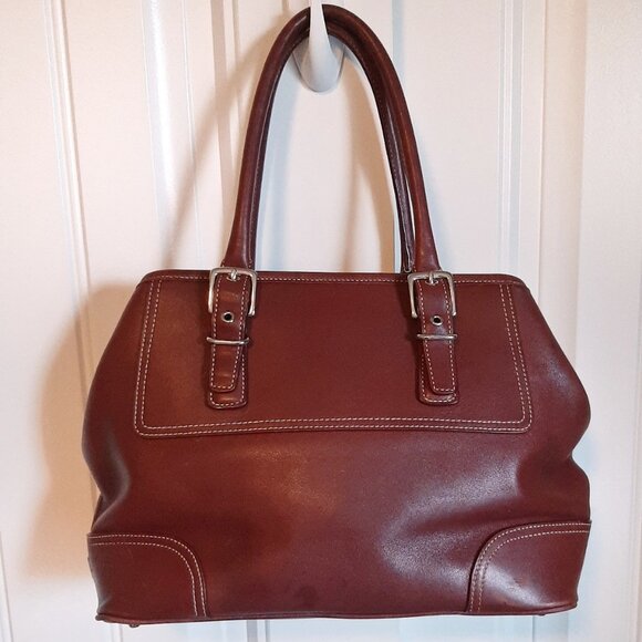 Vintage Coach Hampton Satchel 7555 Shoulder Bag Burgundy Leather - Picture 5 of 16